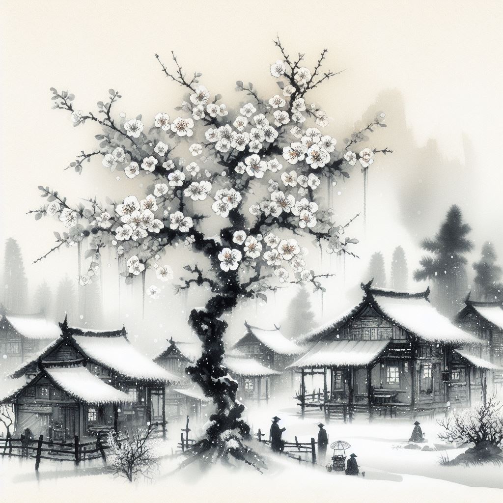 雪粉华，舞梨花，再不见烟村四五家。 Poster