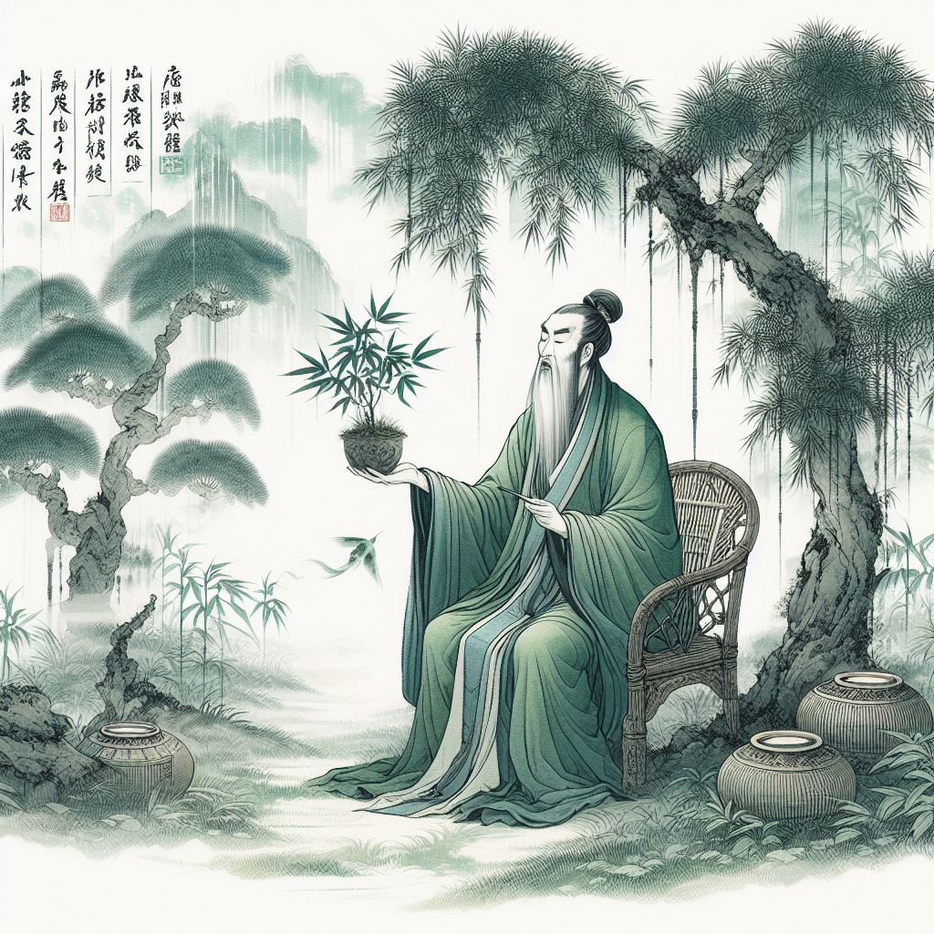 先生名利比尘灰，绿竹青松手自栽。 Poster