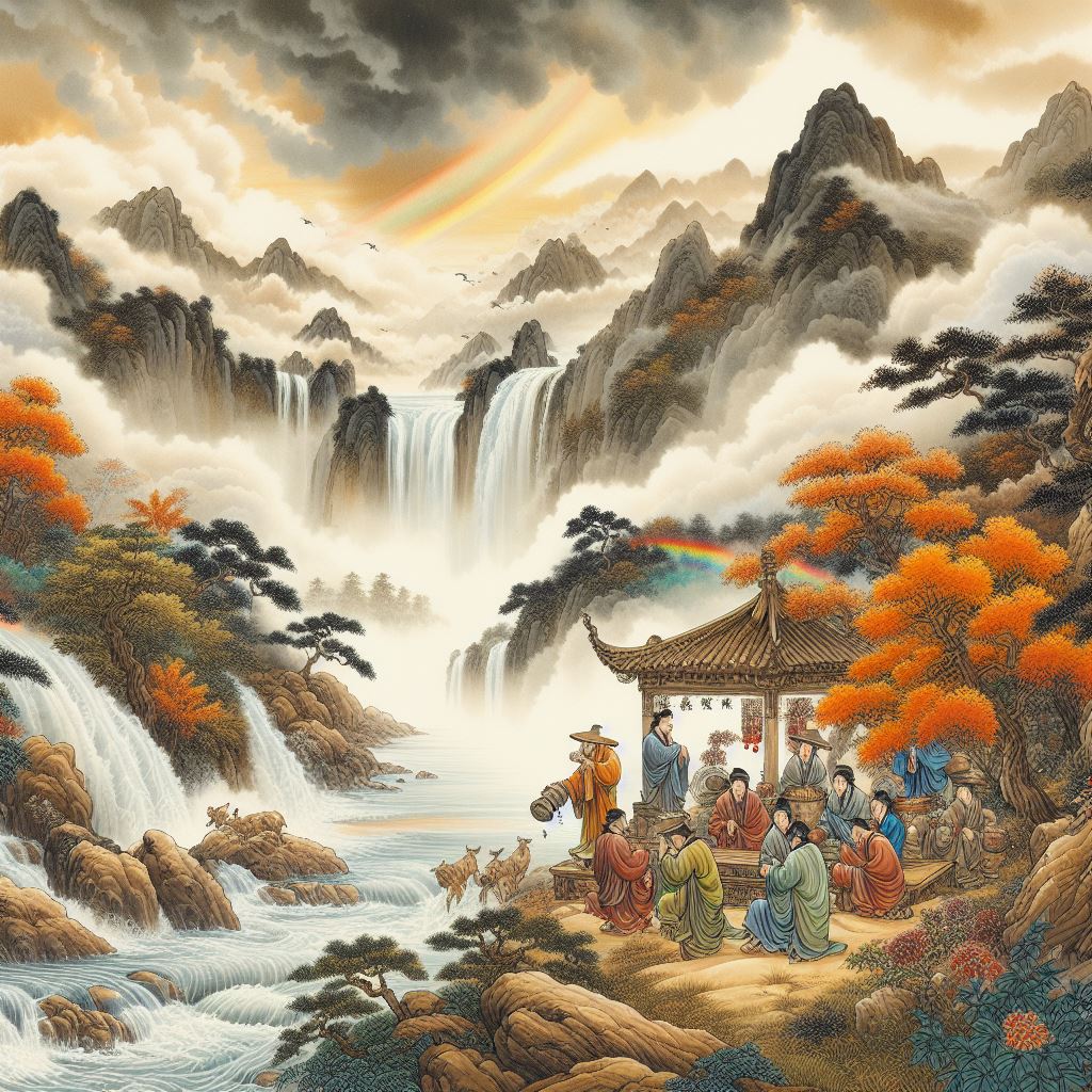 深涧饮渴虹，邃河生秋雷。 Poster