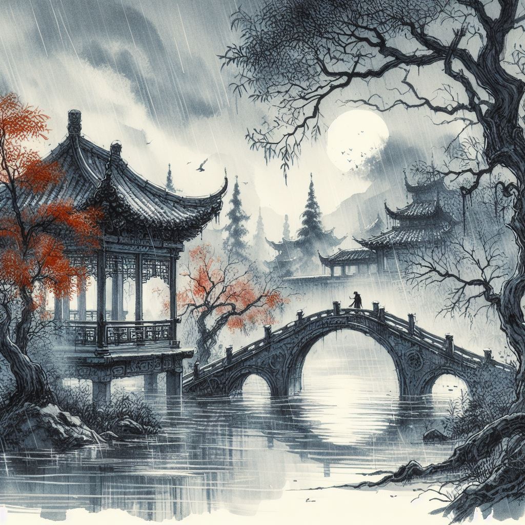 记年时、旧宿凄凉，暮烟秋雨野桥寒。 Poster