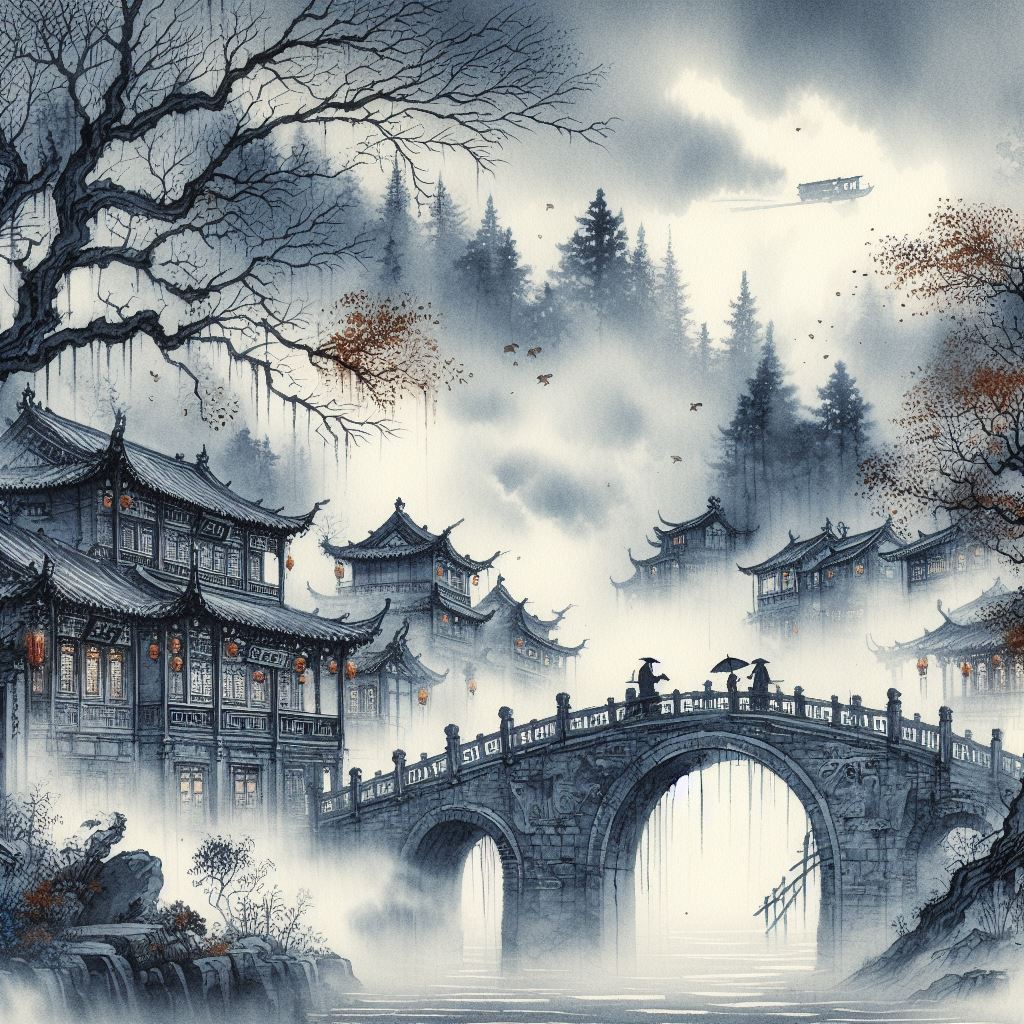 记年时、旧宿凄凉，暮烟秋雨野桥寒。