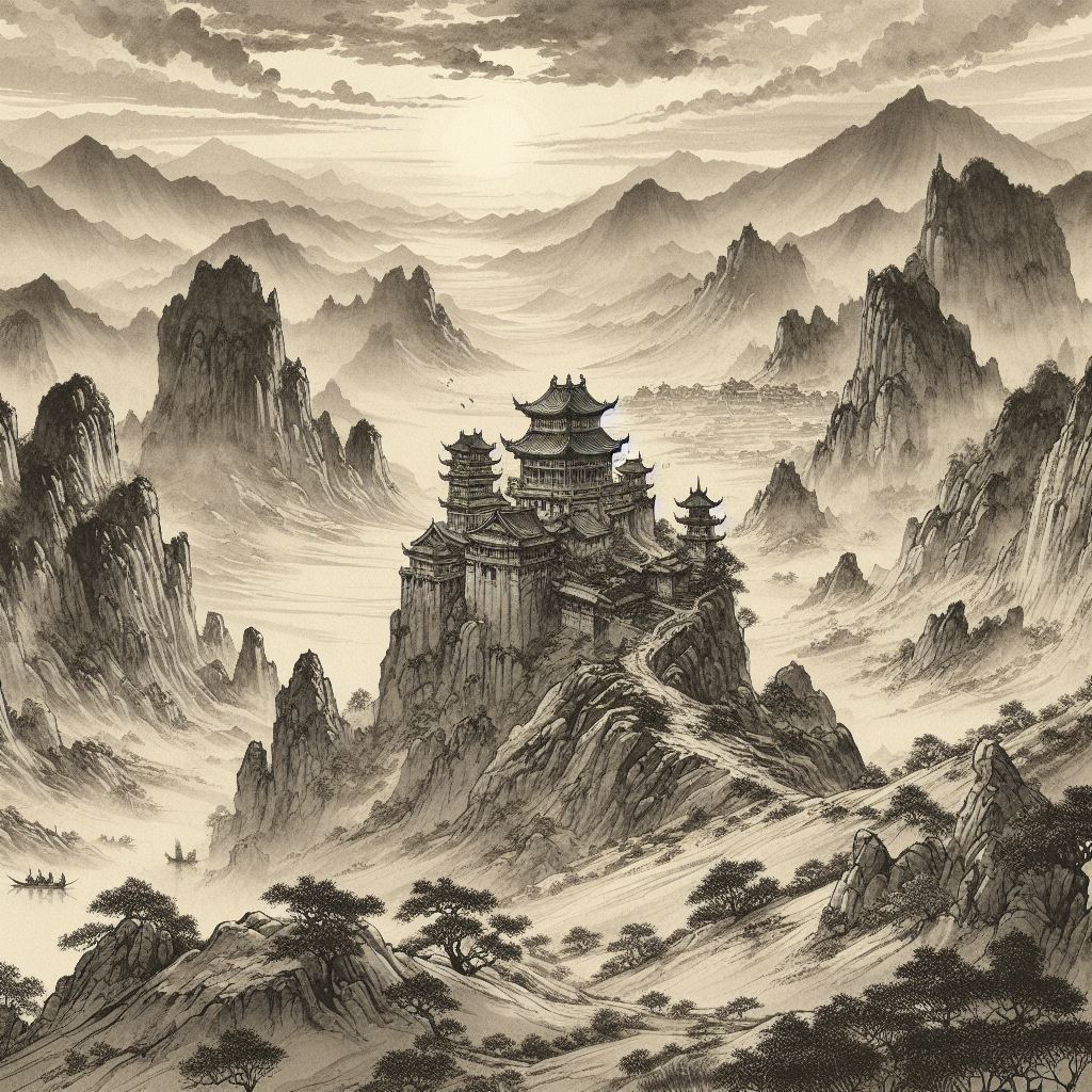 万壑有声含晚籁，数峰无语立斜阳。 Poster